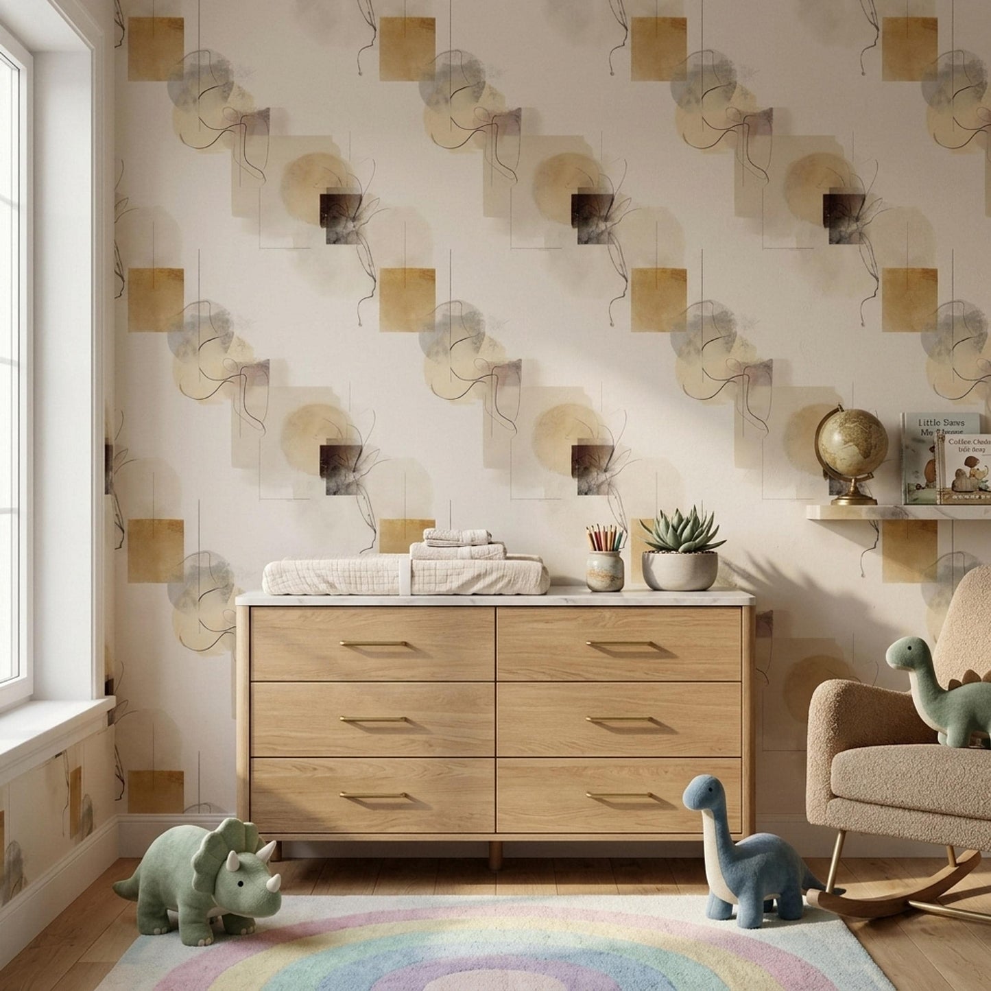 Neutral Abstract Pattern Wallpaper Minimal Line Art Geometric Modern Wall Design