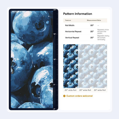 Blueberry Pattern Wallpaper Fruit Kitchen Wall Decor Dark Blue Modern Food Design