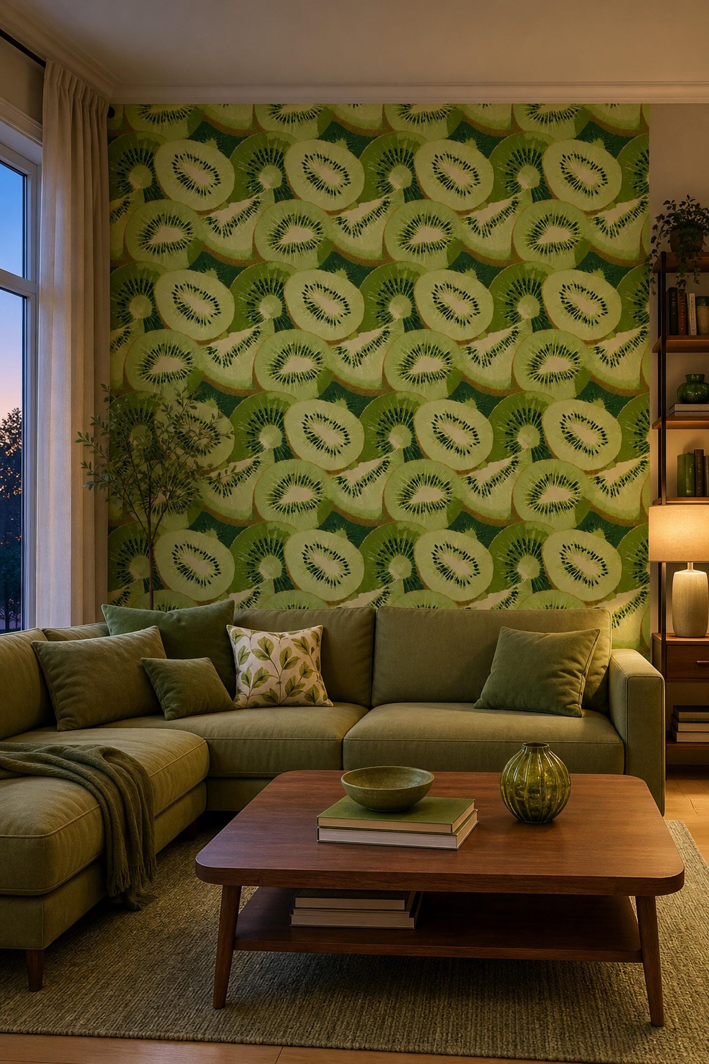 Kiwi Fruit Wallpaper Green Pattern Bold Modern Playful Unique Wall Decor