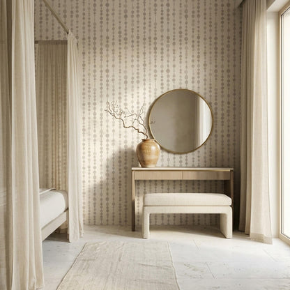 Neutral Bead Line Wallpaper Set Minimal Dot Pattern Scandinavian Japandi Wall Decor