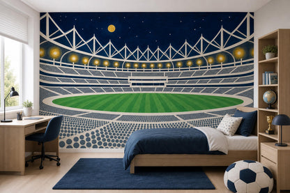 Dark Night Stadium Wallpaper Sports Arena Navy Sky Wall Mural