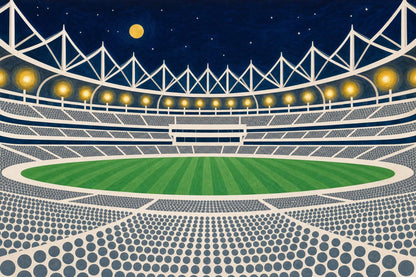 Dark Night Stadium Wallpaper Sports Arena Navy Sky Wall Mural