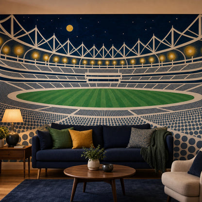 Dark Night Stadium Wallpaper Sports Arena Navy Sky Wall Mural
