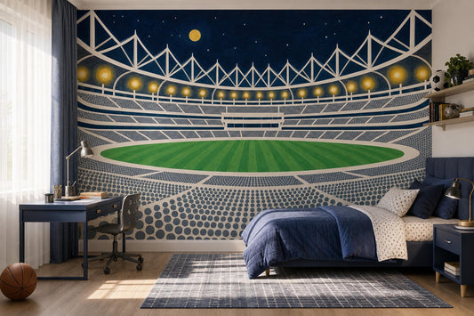 Dark Night Stadium Wallpaper Sports Arena Navy Sky Wall Mural