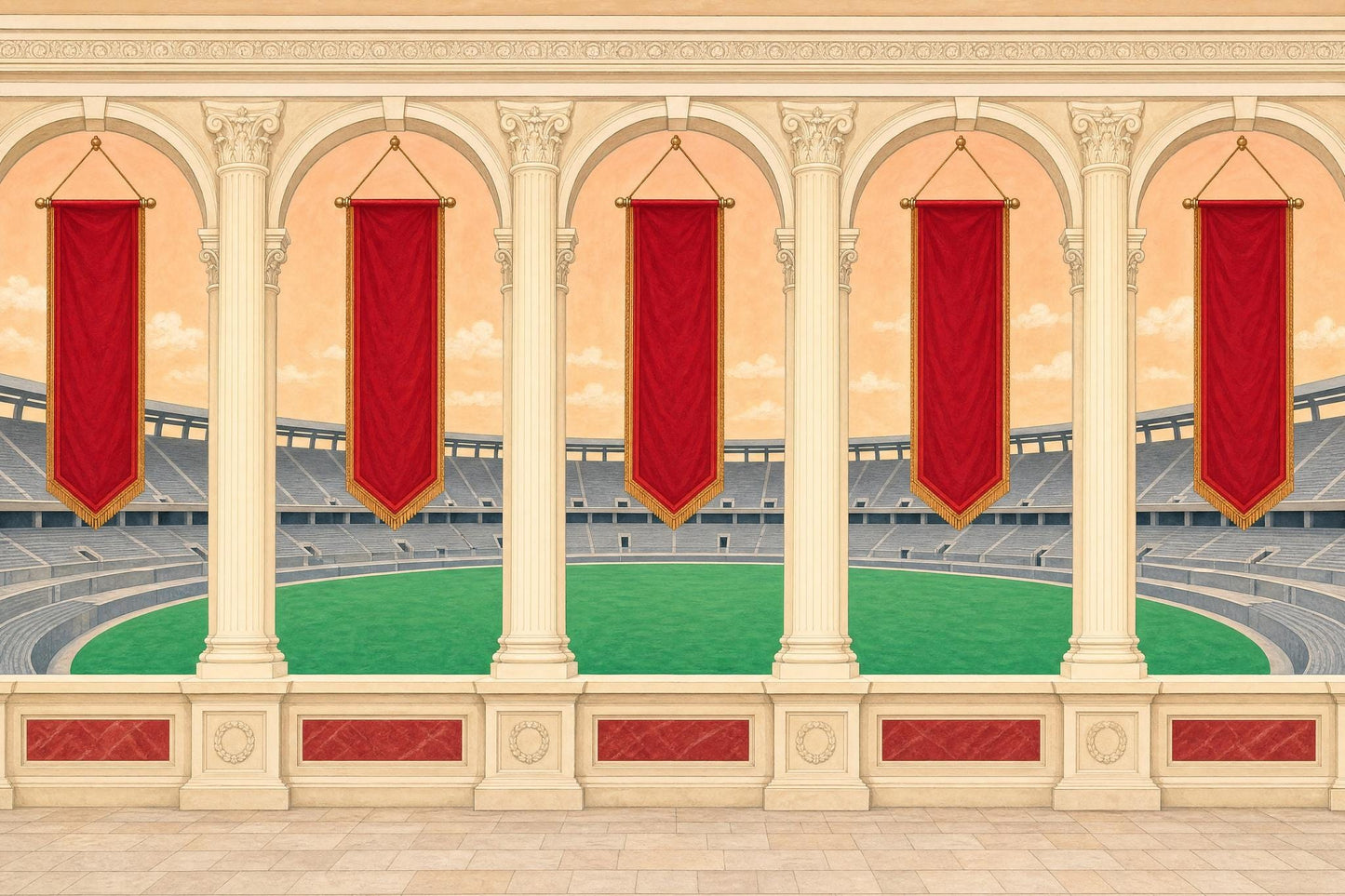 Roman Amphitheater Wall Mural Classical Columns Arena View Luxury Decor