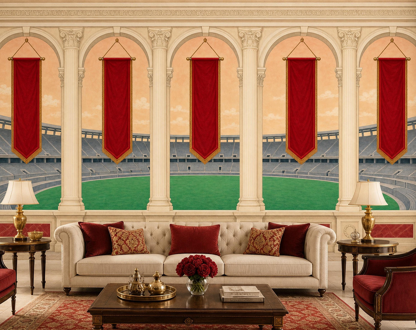 Roman Amphitheater Wall Mural Classical Columns Arena View Luxury Decor