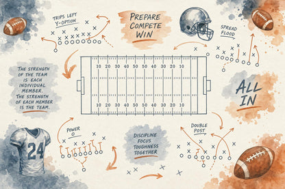 American Football Playbook Wall Mural Sports Game Room Decor Strategy Art