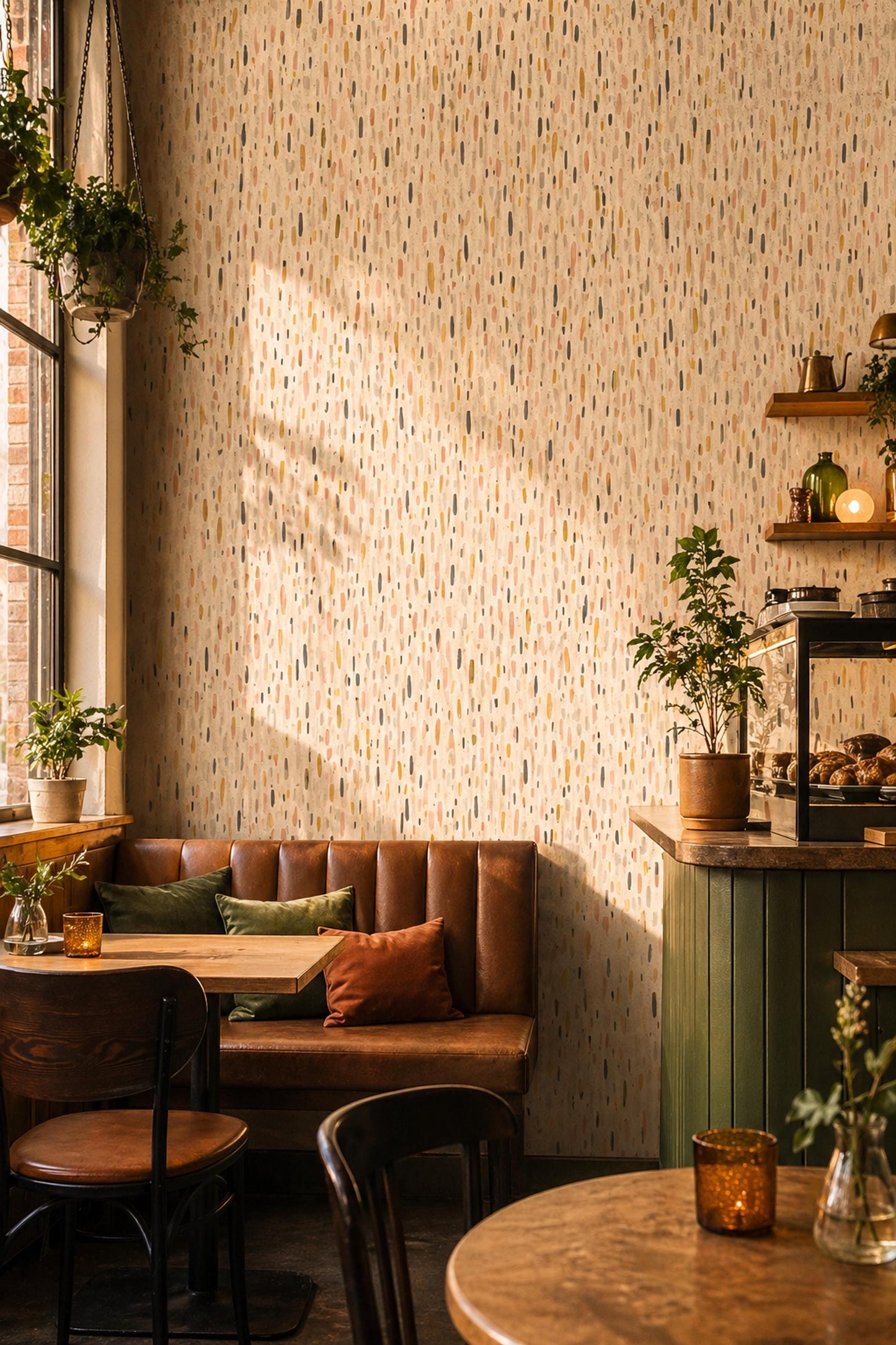 Abstract Brush Stroke Wallpaper Pattern Neutral Boho Wall Decor Beige Terracotta Modern