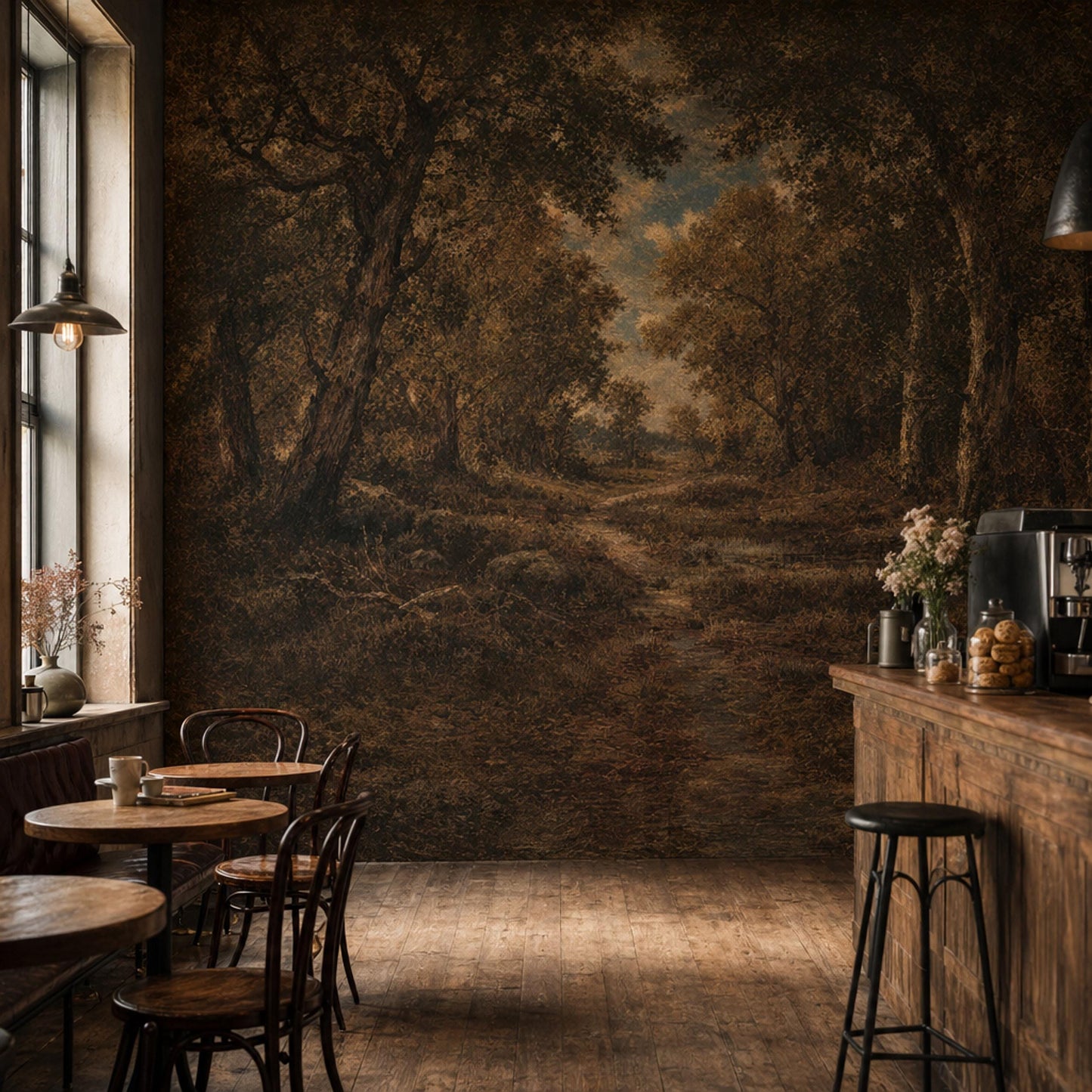 Dark Forest Wallpaper Woodland Landscape Autumn Trees Wall Mural