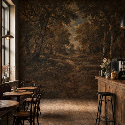 Dark Forest Wallpaper Woodland Landscape Autumn Trees Wall Mural