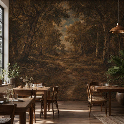 Dark Forest Wallpaper Woodland Landscape Autumn Trees Wall Mural