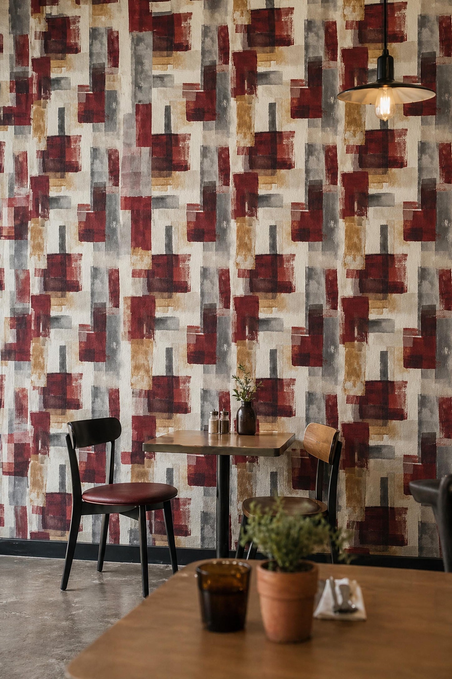 Abstract Brush Stroke Wallpaper Red Beige Artistic Texture Modern Statement Wall Decor