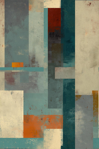 Abstract Block Wallpaper Mid Century Modern Texture Retro Artistic Wall Decor Panel Design