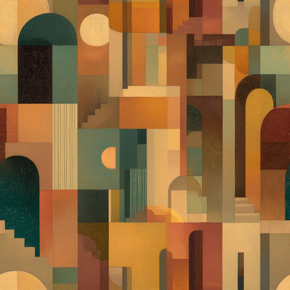 Mid Century Arch Wallpaper Abstract Architectural Pattern Retro Modern Wall Decor