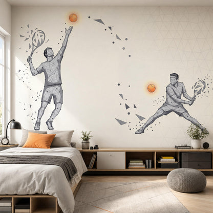 Tennis Wallpaper Geometric Low Poly Wall Mural