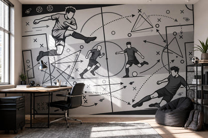 Soccer Tactics Wallpaper Sports Strategy Playbook Diagram Wall Mural