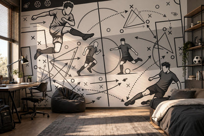 Soccer Tactics Wallpaper Sports Strategy Playbook Diagram Wall Mural