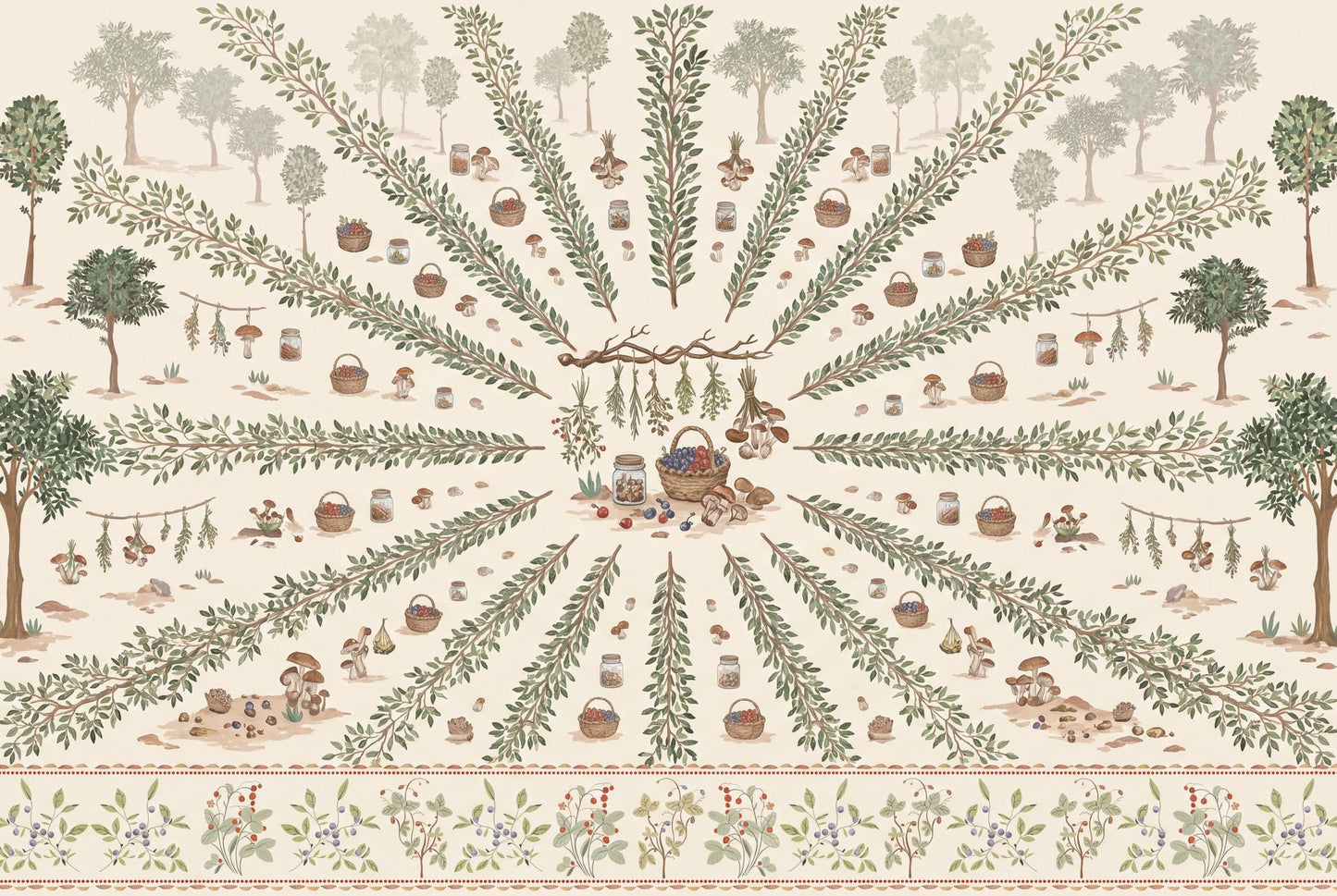 Foraging Wallpaper Botanical Berries Wall Mural