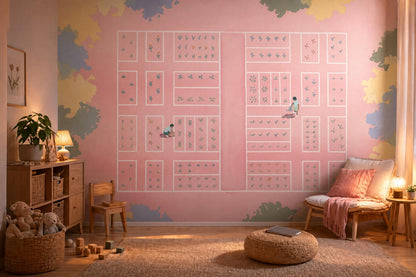 Watercolor Texture Wallpaper Pastel Garden Plan Minimal Plot Map Wall Mural