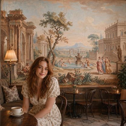 Fresco Mural Wallpaper Roman Ruins Fountain Garden Wall Mural