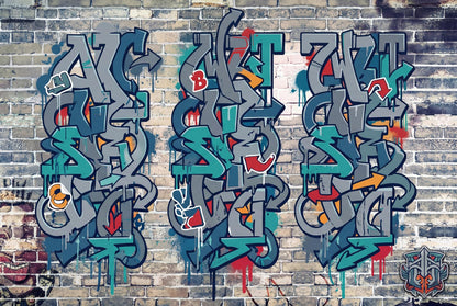 Urban Graffiti Wallpaper Brick Effect Street Style Loft Interior Gamer Room Accent