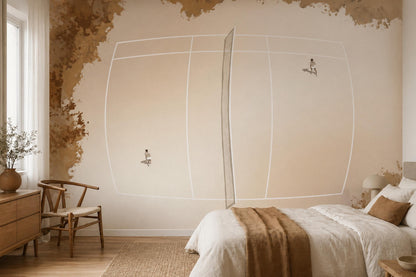 Tennis Court Wallpaper Minimal Neutral Sport Interior Modern Wall Mural