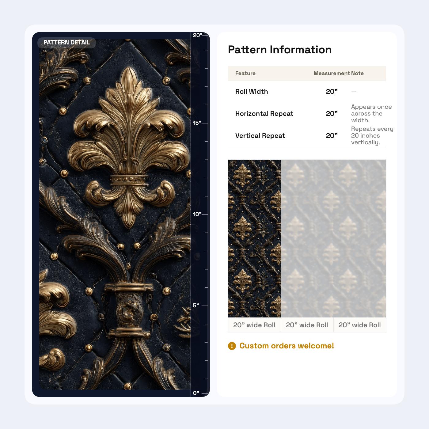 Black Gold Baroque Wallpaper Luxury Damask Pattern Dark Elegant Wall Decor
