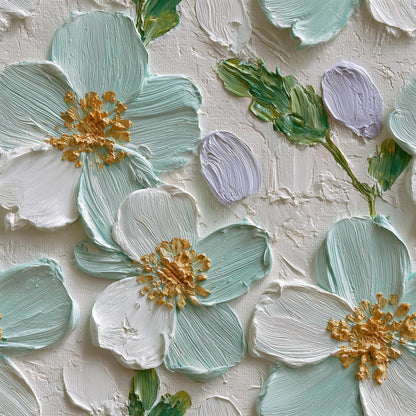 Textured Floral Wallpaper 3D Effect Sage Green Flower Luxury Wall Decor