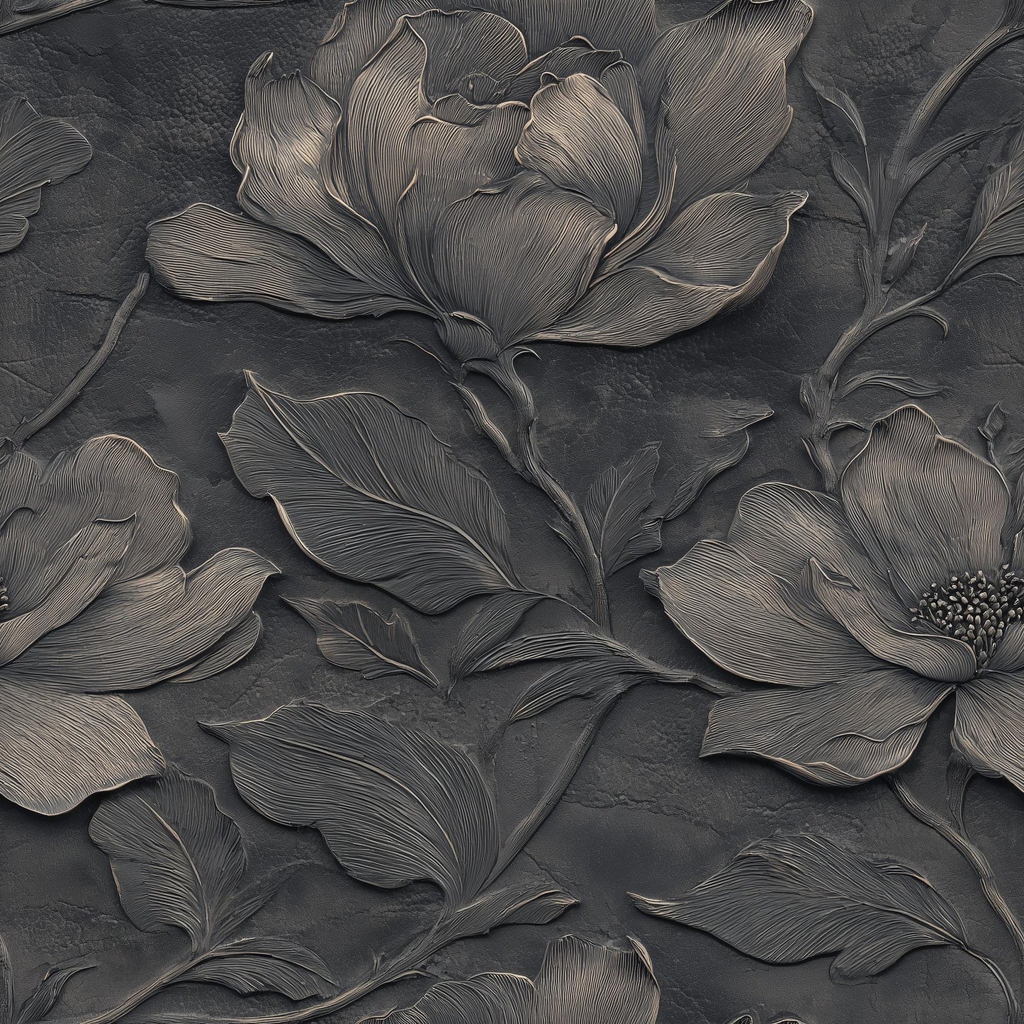 Dark Floral Wallpaper Embossed 3D Luxury Wall Mural Moody Interior Decor