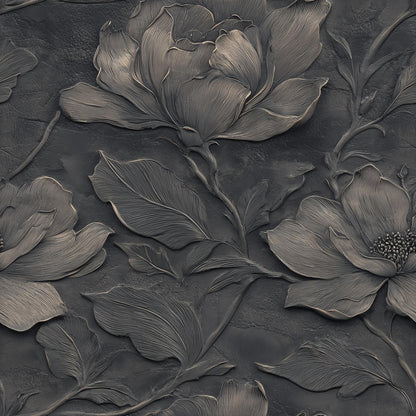 Dark Floral Wallpaper Embossed 3D Luxury Wall Mural Moody Interior Decor