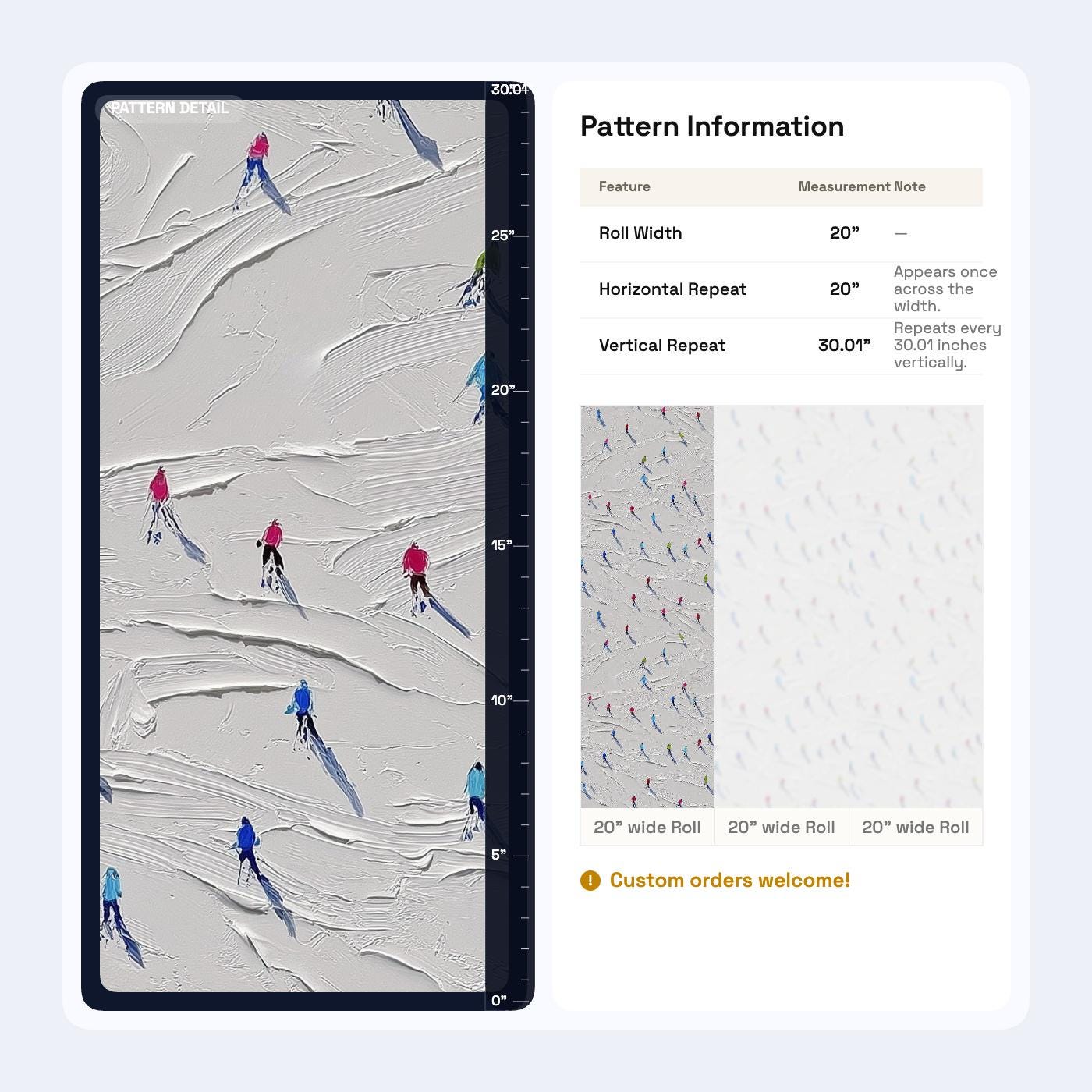 Skiers Pattern Wallpaper Minimal Snow Texture Winter Sport Wall Decor