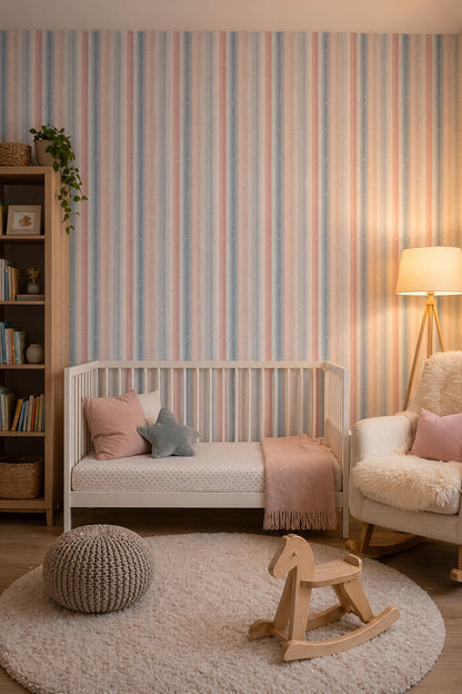 Vertical Stripes Wallpaper Minimal Pastel Pattern Soft Modern Decor