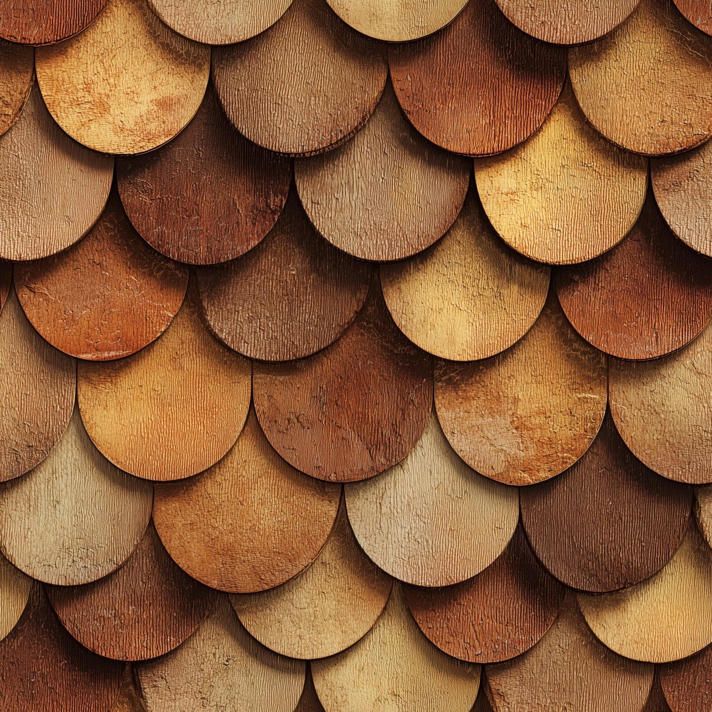 Rustic Wood Tile Wallpaper Scallop Pattern Earth Tone Textured Wall Decor