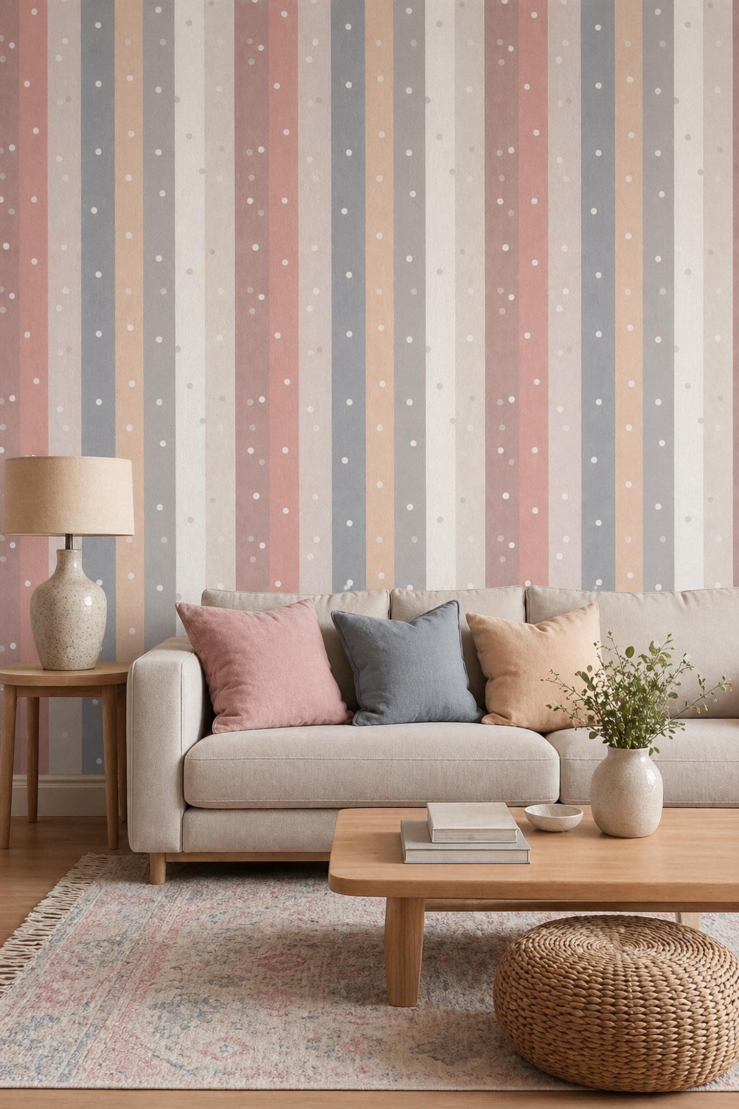 Pastel Stripe Wallpaper Scandinavian Vertical Lines Neutral Modern Wall Decor