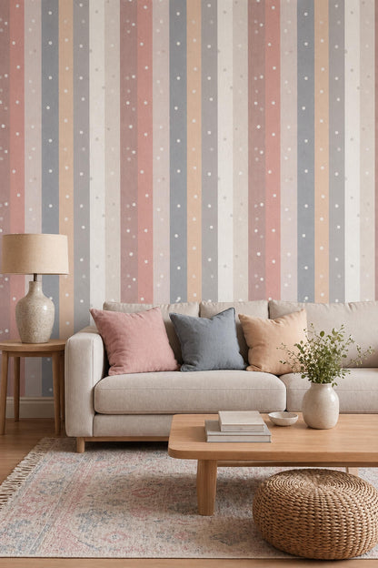 Pastel Stripe Wallpaper Scandinavian Vertical Lines Neutral Modern Wall Decor