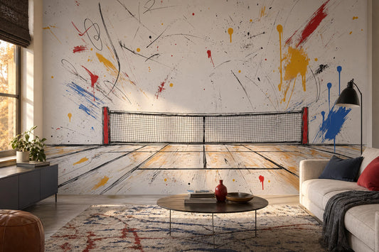 Modern Tennis Wall Mural Abstract Court Art Sports Room Interior Decor