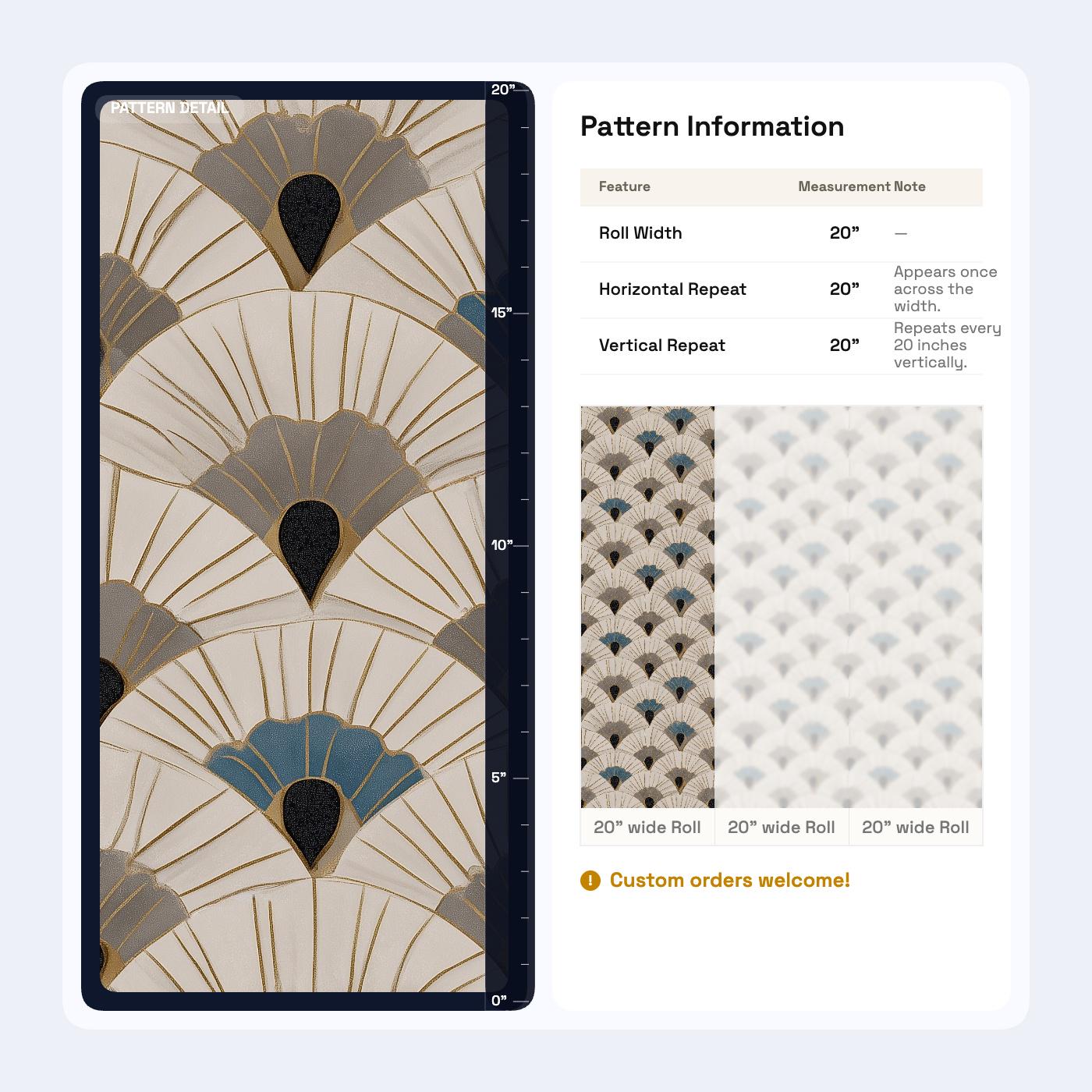 Art Deco Wallpaper Geometric Fan Pattern Neutral Luxury Wall Decor