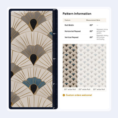 Art Deco Wallpaper Geometric Fan Pattern Neutral Luxury Wall Decor