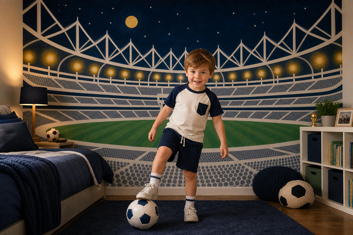 Dark Night Stadium Wallpaper Sports Arena Navy Sky Wall Mural