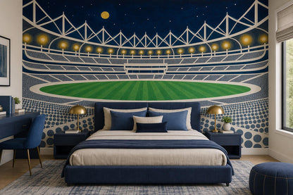 Dark Night Stadium Wallpaper Sports Arena Navy Sky Wall Mural