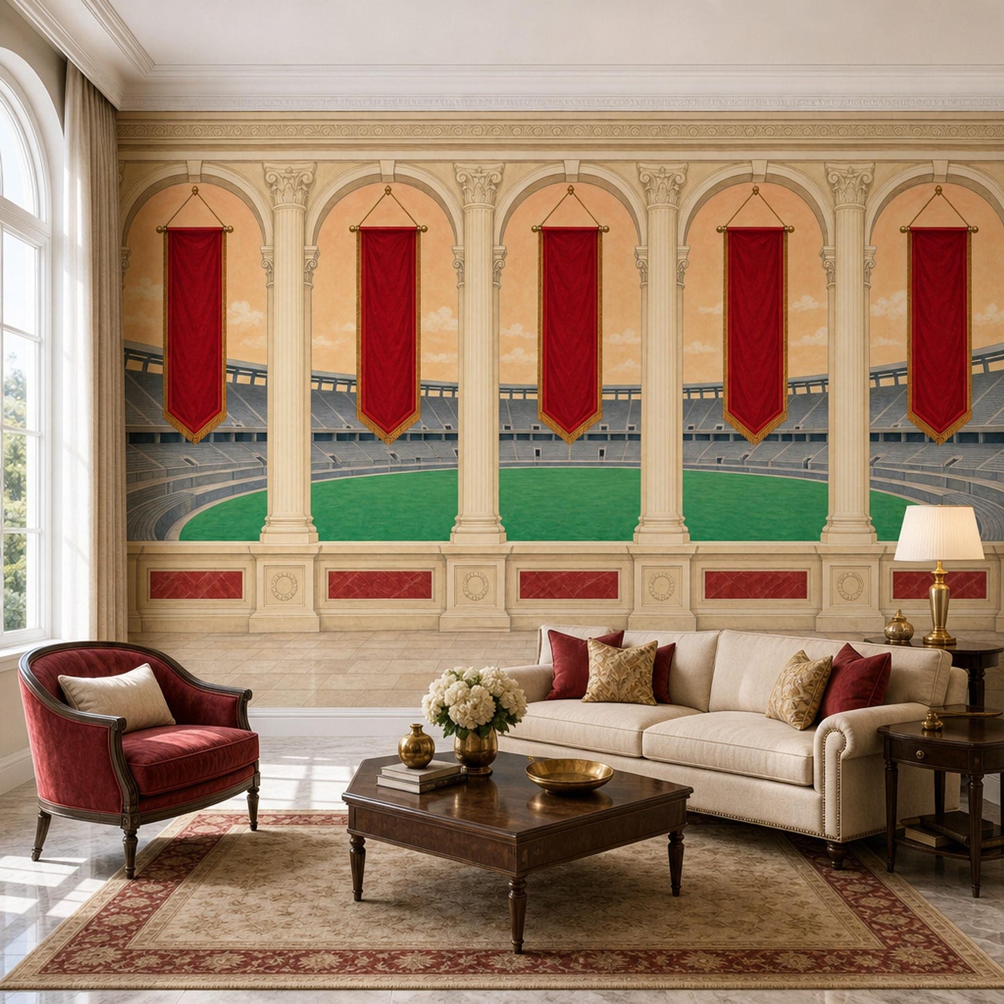 Roman Amphitheater Wall Mural Classical Columns Arena View Luxury Decor