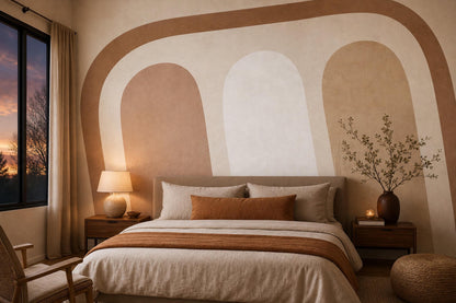 Neutral Arch Wall Mural Modern Organic Shapes Wallpaper Minimalist Contemporary Wall Decor