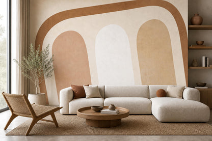 Neutral Arch Wall Mural Modern Organic Shapes Wallpaper Minimalist Contemporary Wall Decor
