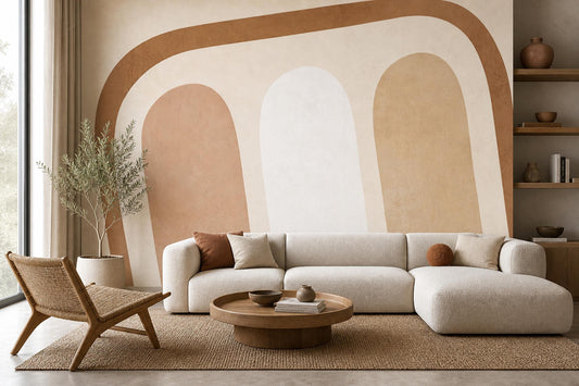 Neutral Arch Wall Mural Modern Organic Shapes Wallpaper Minimalist Contemporary Wall Decor