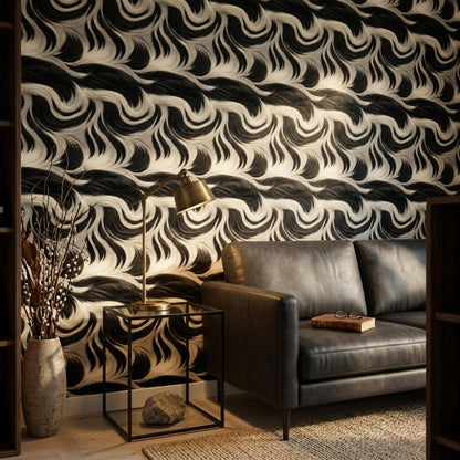 Abstract Zebra Fur Wallpaper Black White Organic Pattern Luxury Modern Statement Wall Decor
