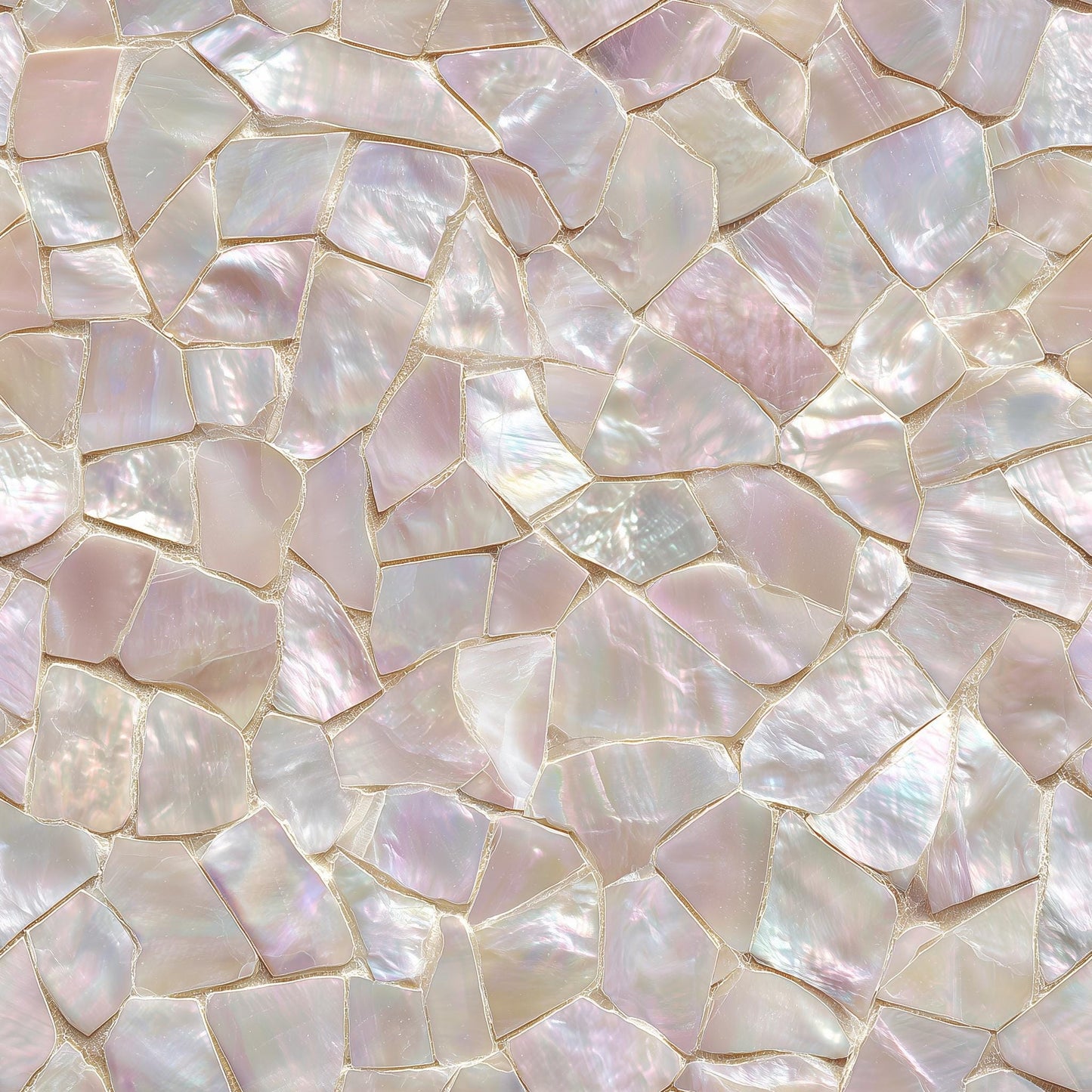 Mother of Pearl Wallpaper Iridescent Shell Mosaic Pattern Luxury Coastal Wall Decor