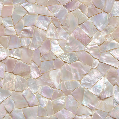 Mother of Pearl Wallpaper Iridescent Shell Mosaic Pattern Luxury Coastal Wall Decor
