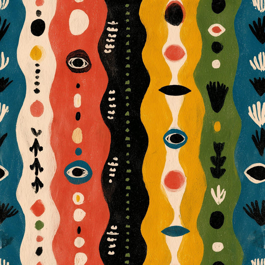 Boho Tribal Stripe Wallpaper Colorful Folk Art Pattern Eclectic Maximalist Wall Decor