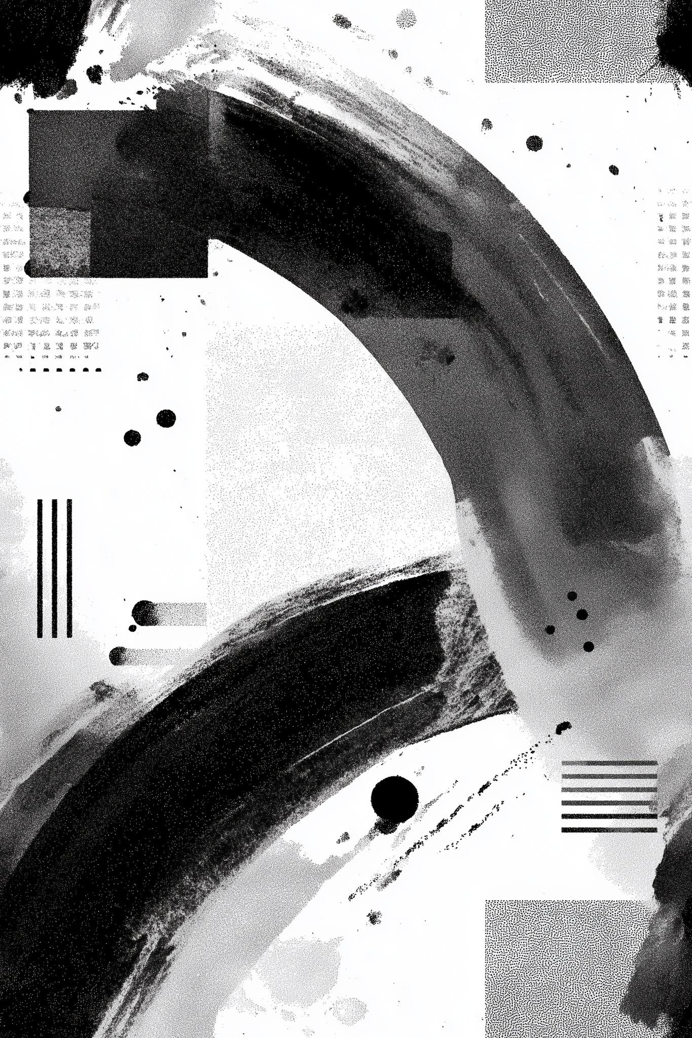 Black White Abstract Wallpaper Modern Minimalist Geometric Contemporary Wall Decor