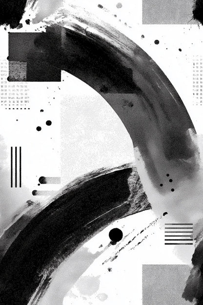 Black White Abstract Wallpaper Modern Minimalist Geometric Contemporary Wall Decor